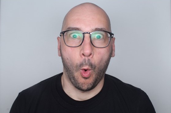 Björn Schulze making a playfully surprised expression.